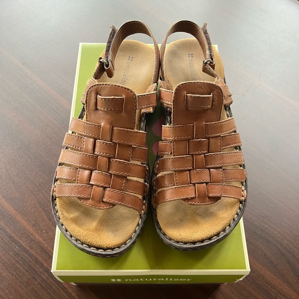 Naturalizer Tan Leather Woven Sandals